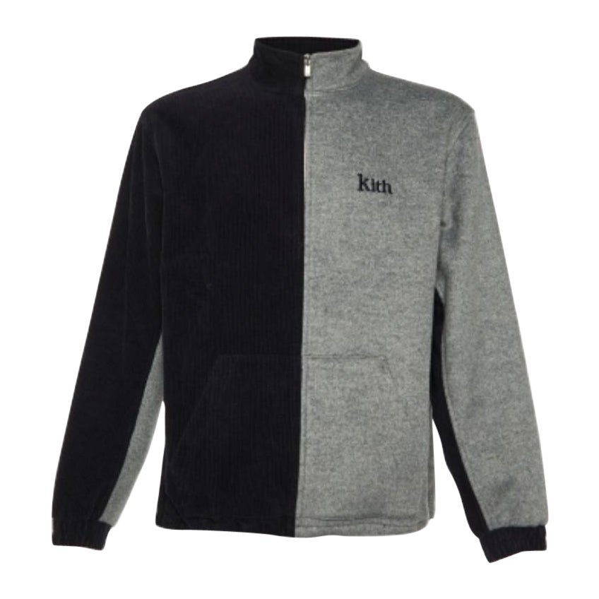 Kith Black & Grey Wool Zip Front Jacket M For Sale