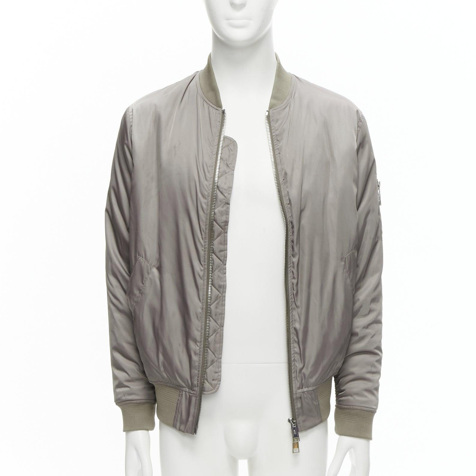 Gray KITH grey nylon two way zipper arm pocket classic MA1 bomber jacket M For Sale