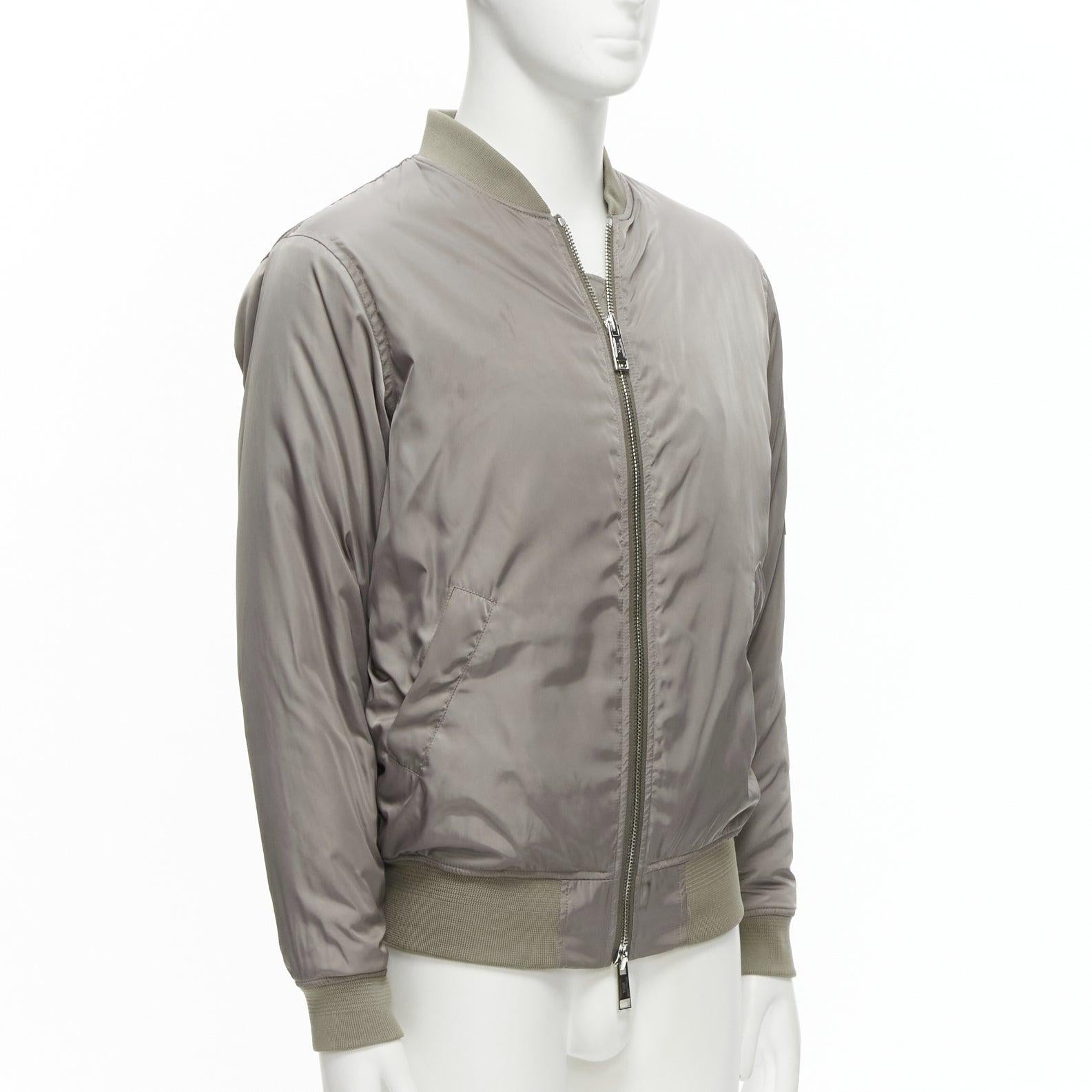 KITH grey nylon two way zipper arm pocket classic MA1 bomber jacket M In Good Condition For Sale In Hong Kong, NT
