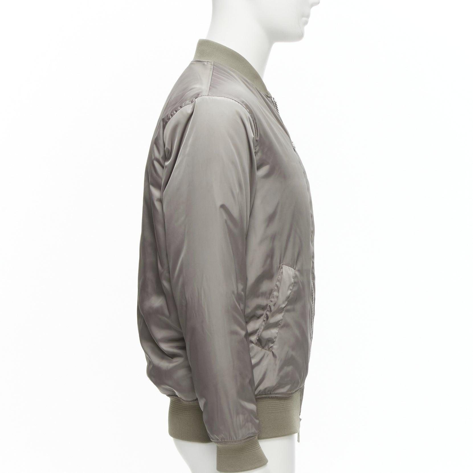 Men's KITH grey nylon two way zipper arm pocket classic MA1 bomber jacket M For Sale