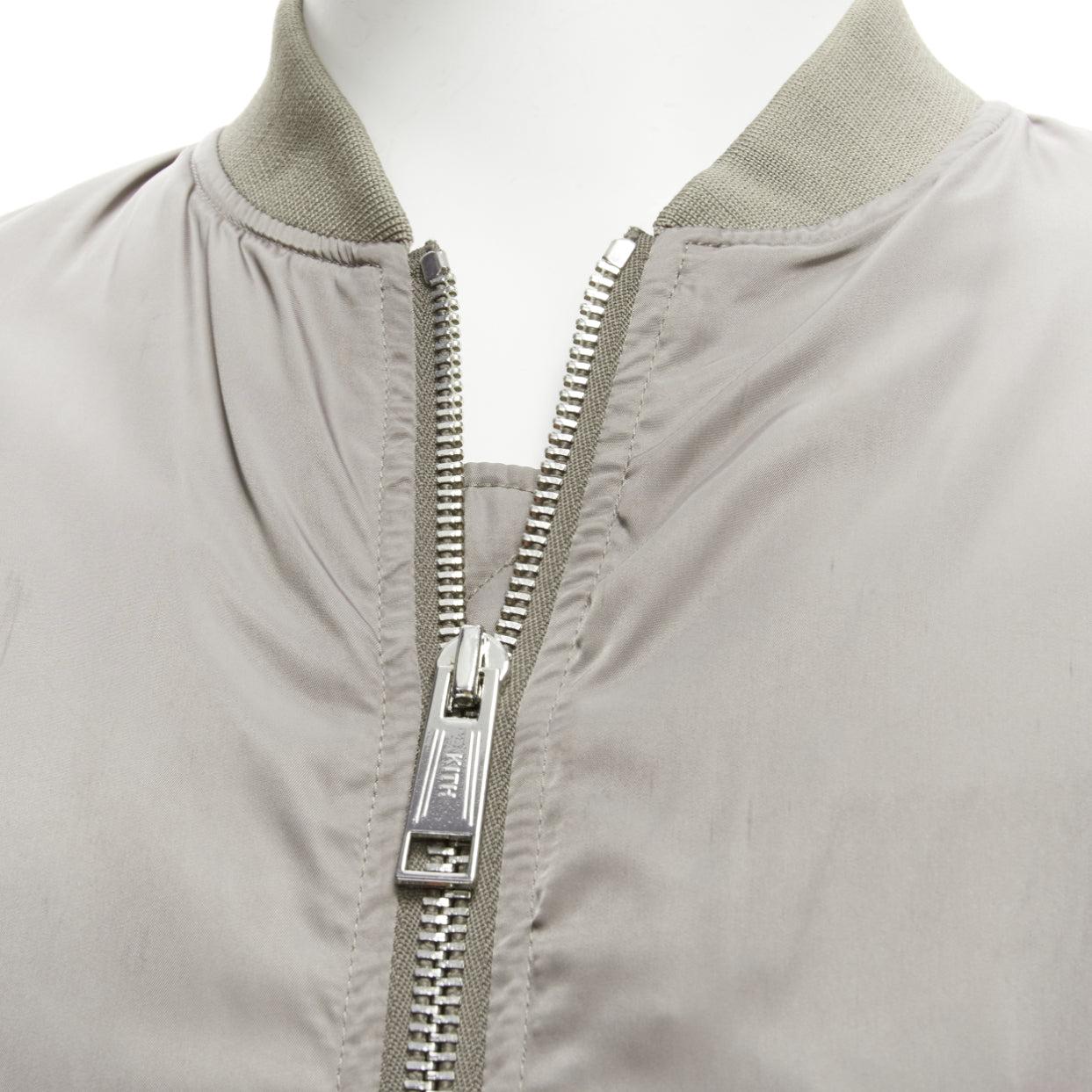 KITH grey nylon two way zipper arm pocket classic MA1 bomber jacket M For Sale 3