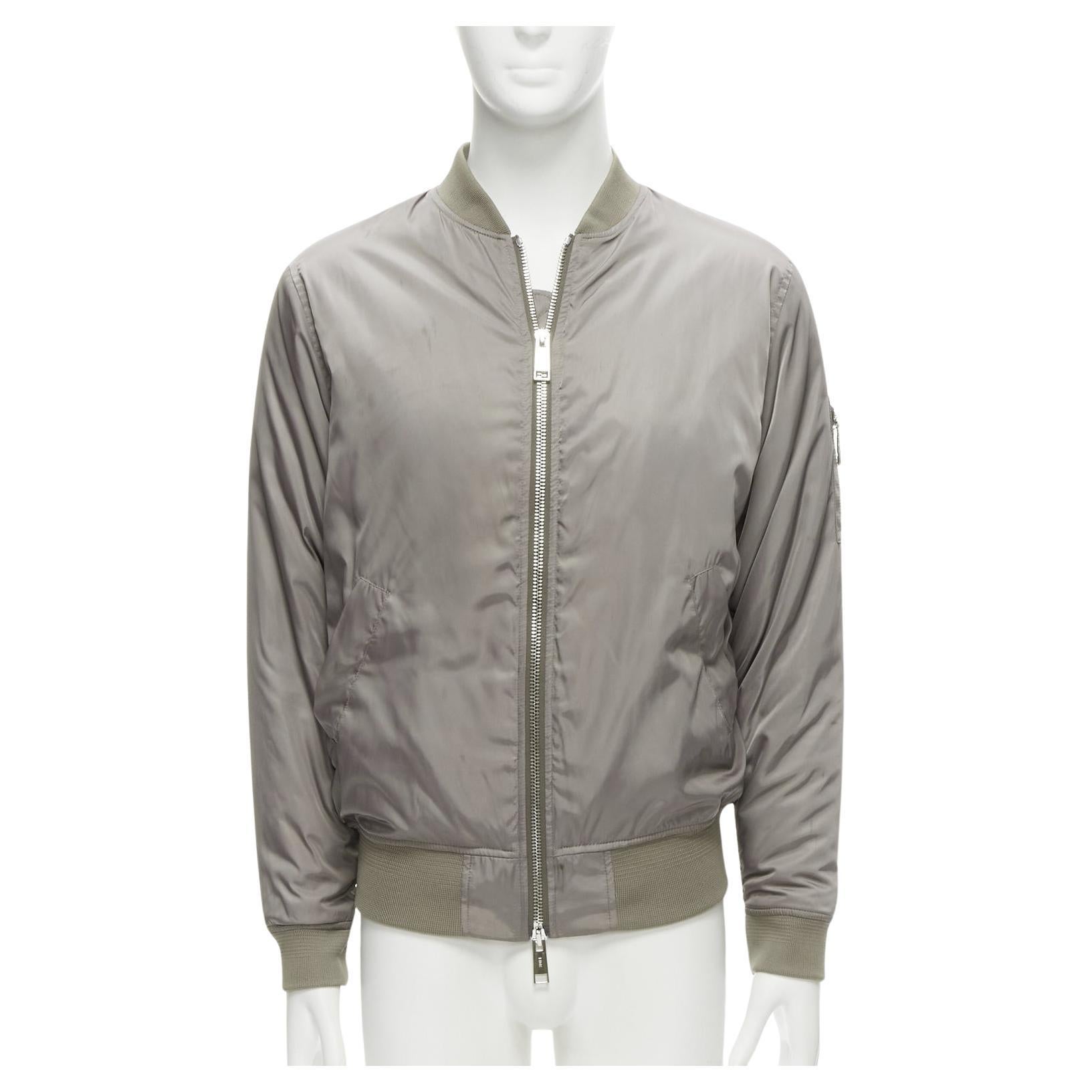KITH grey nylon two way zipper arm pocket classic MA1 bomber jacket M For Sale