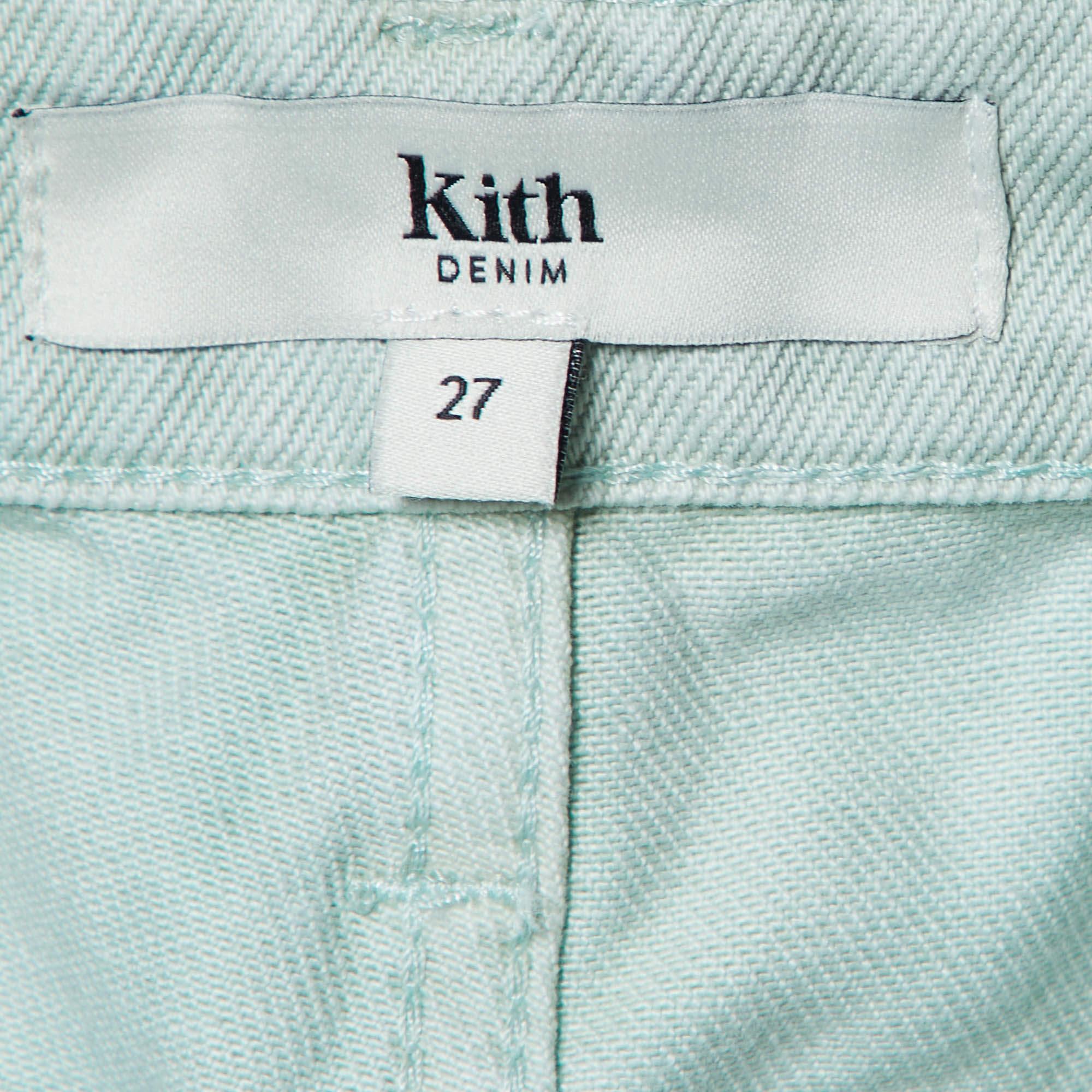 Women's Kith Light Green Denim Diana Cuffed Shorts S