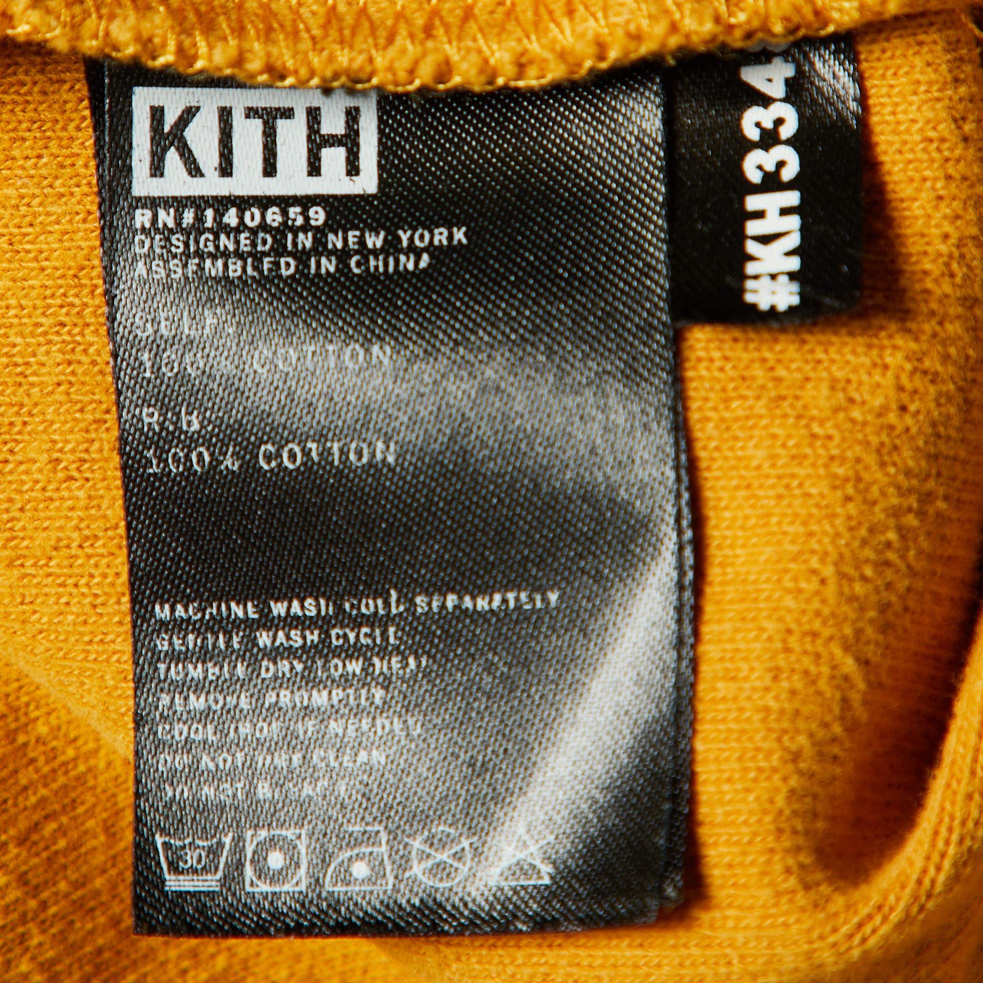 Uomo Maglietta Kith giallo senape in cotone con logo stampato a girocollo T S in vendita