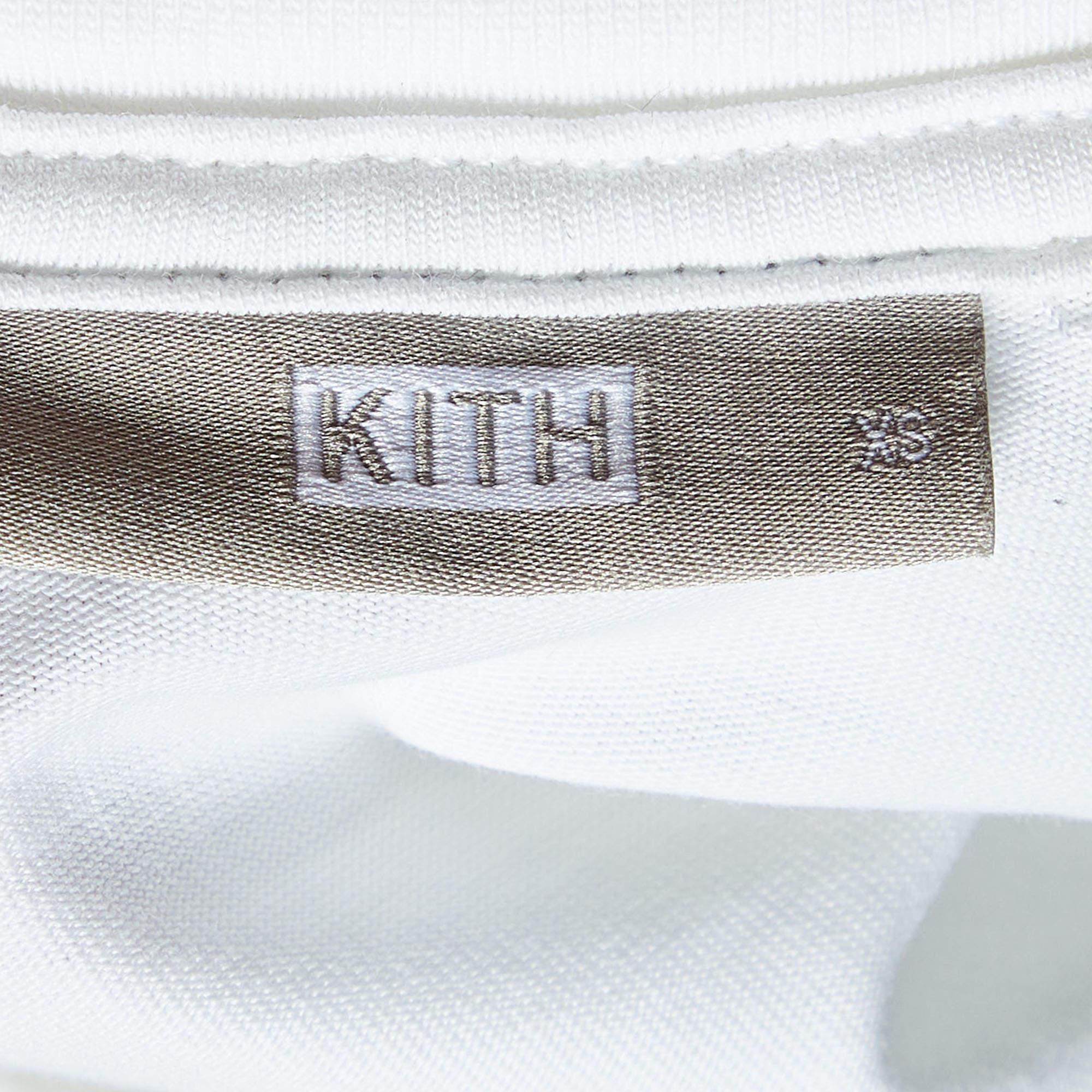 Kith Camiseta blanca de algodón estampada con cuello redondo XS en Excelente estado para la venta en Dubai, Al Qouz 2