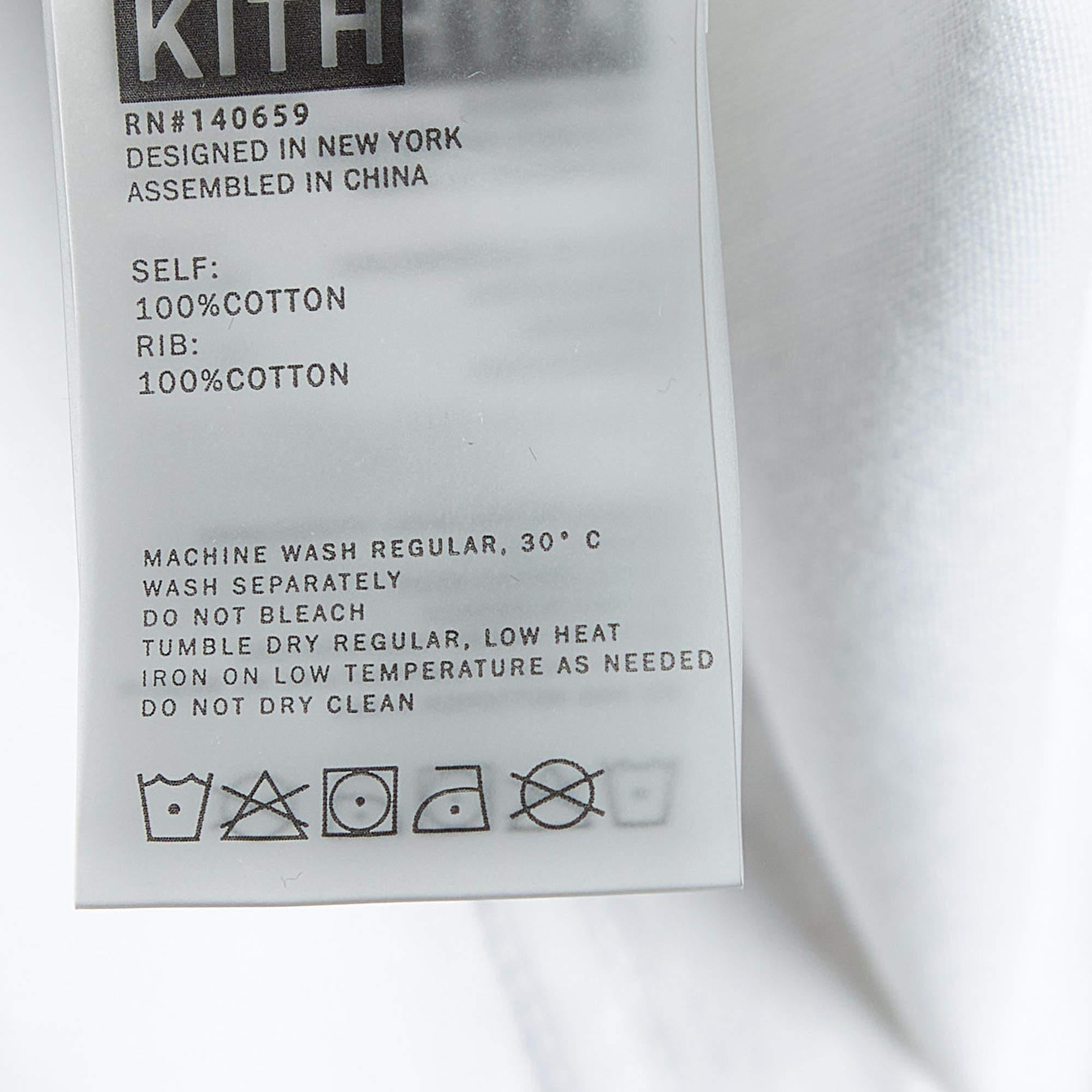 Kith Camiseta blanca de algodón estampada con cuello redondo XS en venta 1
