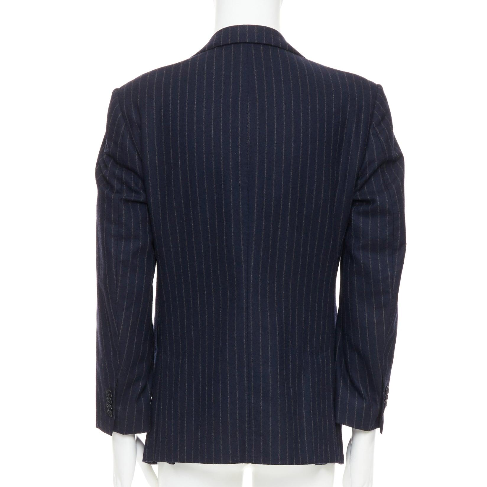 KITON 100% Kaschmir navy Nadelstreifen Blazer Jacke IT52 XL Herren im Angebot