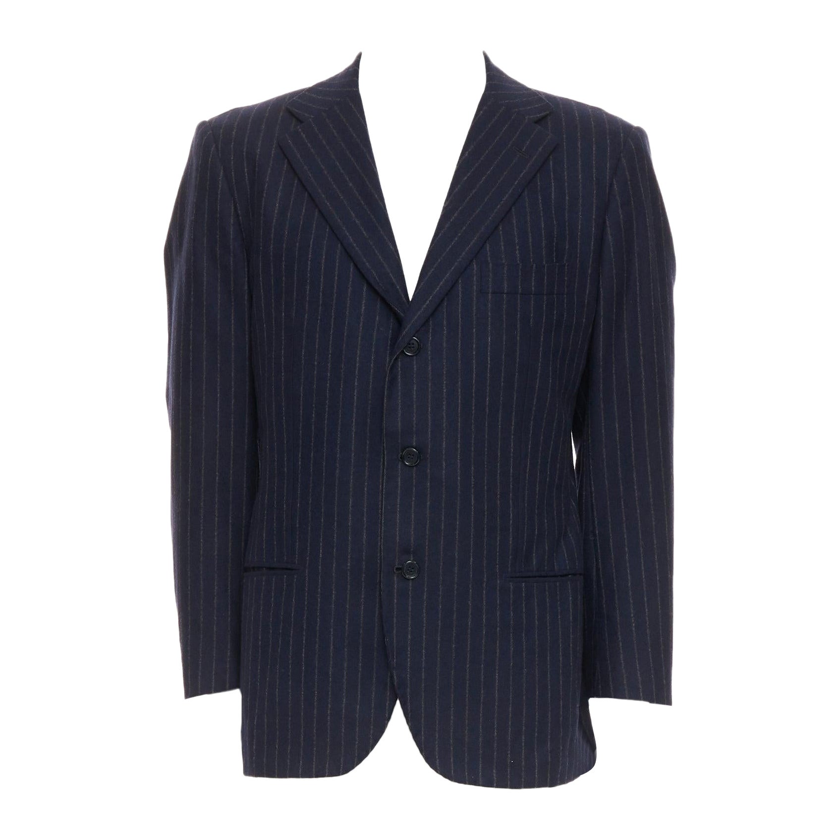 KITON 100% cashmere navy pinstriped double vents blazer jacket IT52 XL