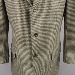 KITON 40 Regular Green Houndstooth Cashmere / Silk Notch Lapel Sport Coat