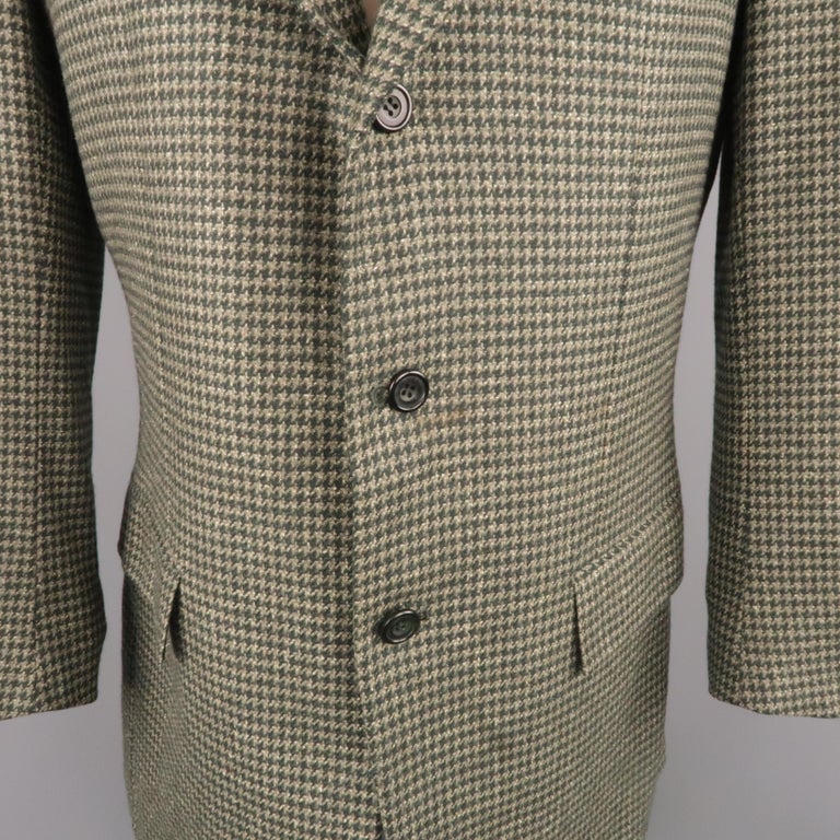 KITON 40 Regular Green Houndstooth Cashmere / Silk Notch Lapel Sport