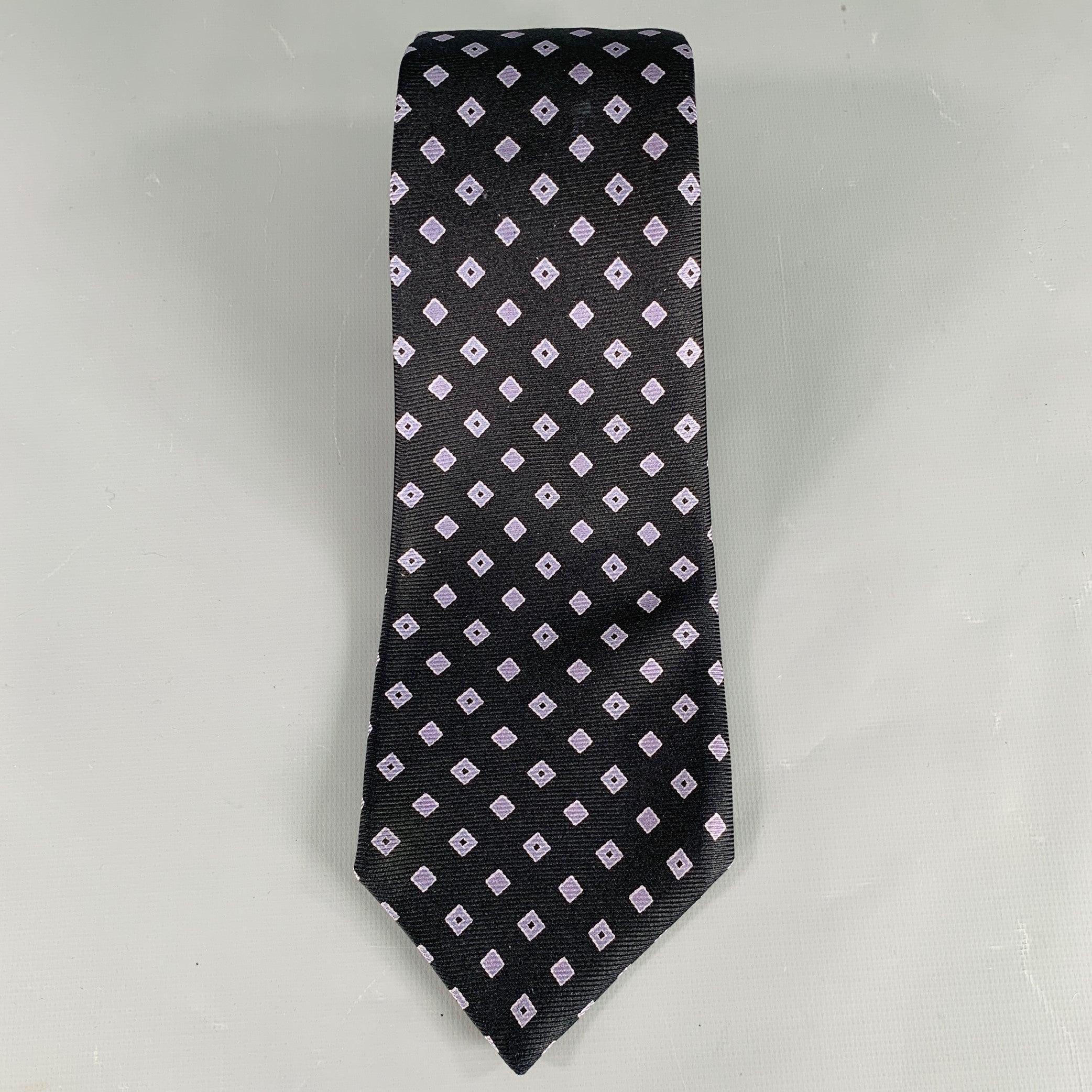 KITON Schwarze lila Diamant-Seidenkrawatte im Zustand „Gut“ im Angebot in San Francisco, CA