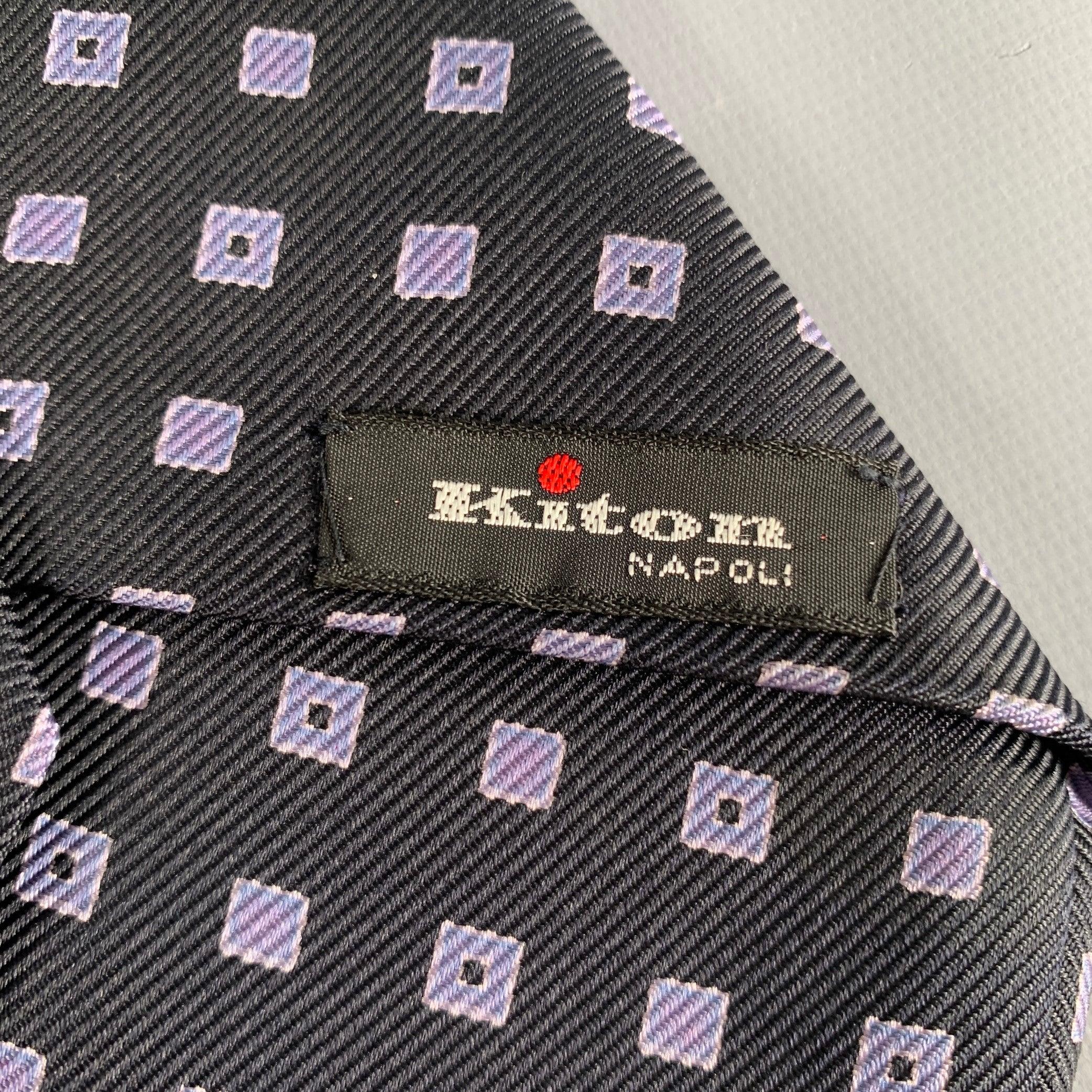 KITON Schwarze lila Diamant-Seidenkrawatte Herren im Angebot