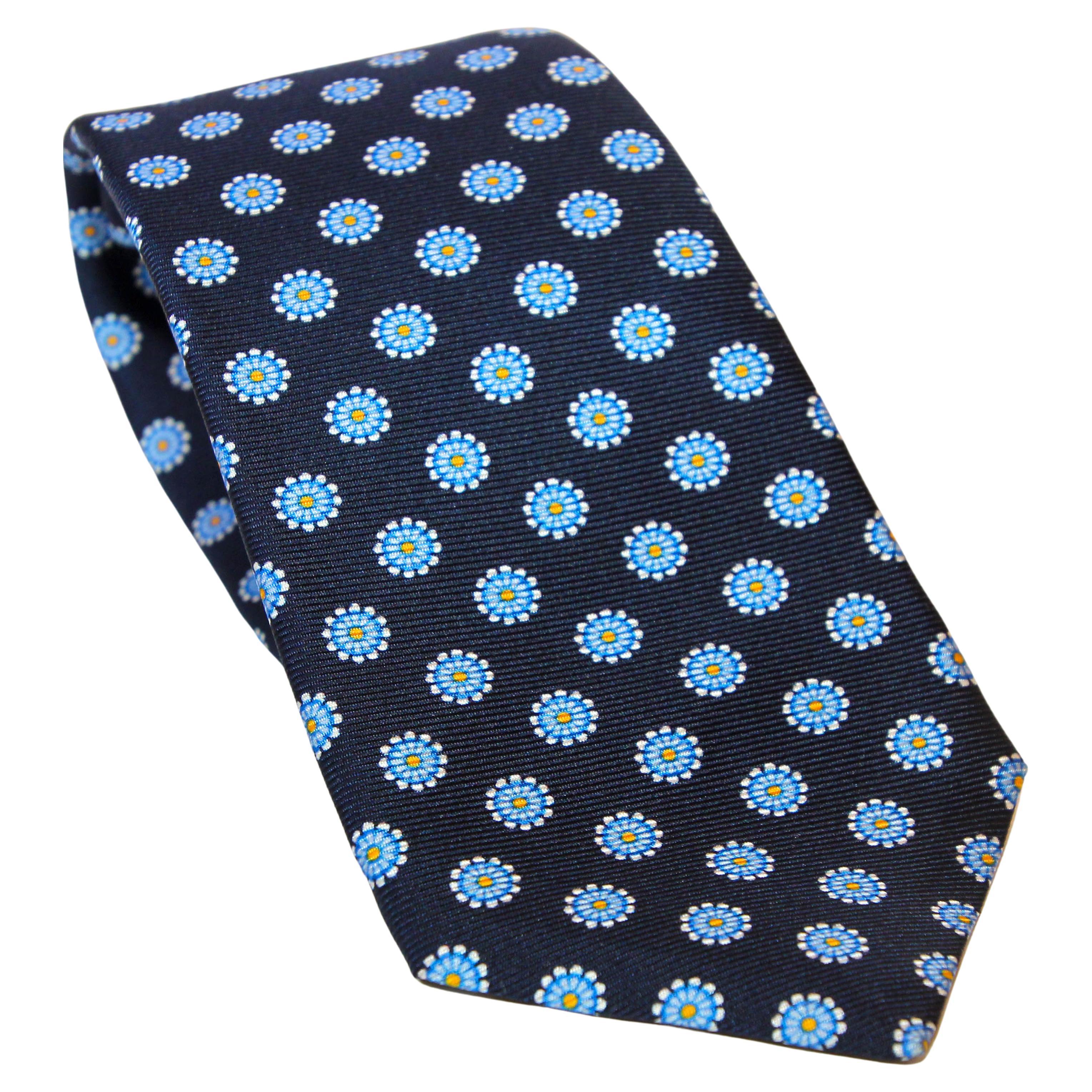 KITON Blue Silk Tie Made in Italy For Sale