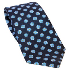 Used KITON Blue Silk Tie Made in Italy