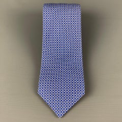 KITON Blue White Checkered Silk Tie