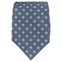 KITON Blue White Rhombus Silk Tie