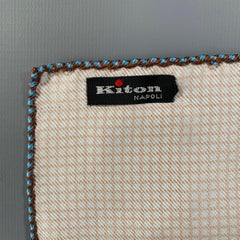KITON Brown Blue Squares Silk Pocket Square