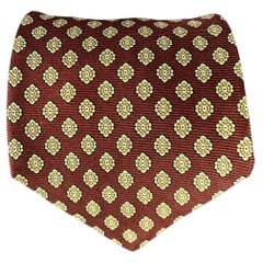 KITON Brown Yellow Abstract Floral Silk Tie