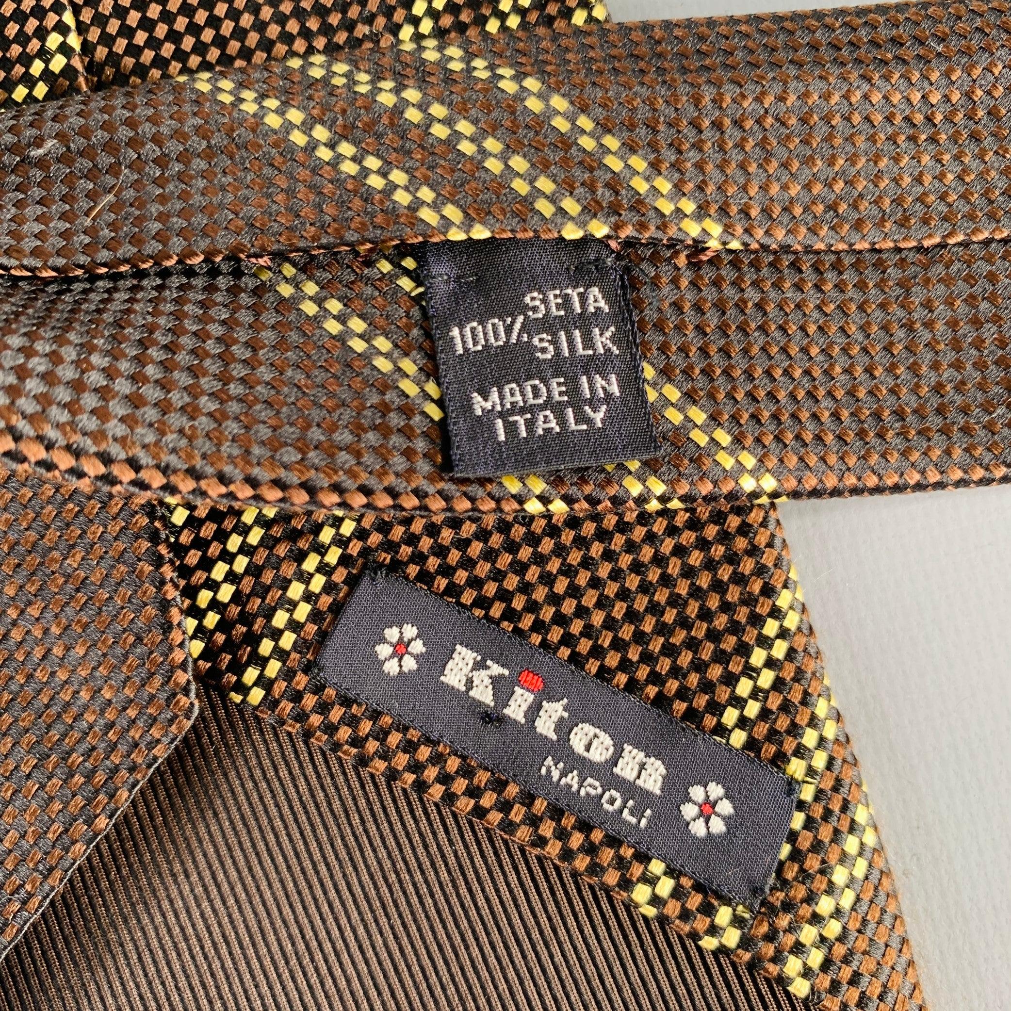 KITON Braun-Gelb diagonal gestreifte Seidenkrawatte im Zustand „Gut“ in San Francisco, CA