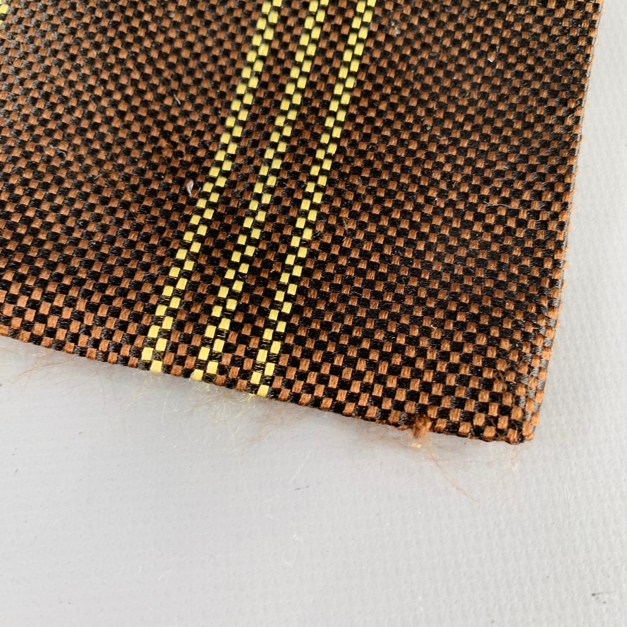 KITON Braun-Gelb diagonal gestreifte Seidenkrawatte 1