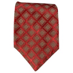 KITON Burgundy Taupe Rhombus Silk Tie