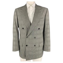 KITON pour WILKES BASHFORD - Manteau de sport à double boutonnage en laine noire et blanche, taille 44