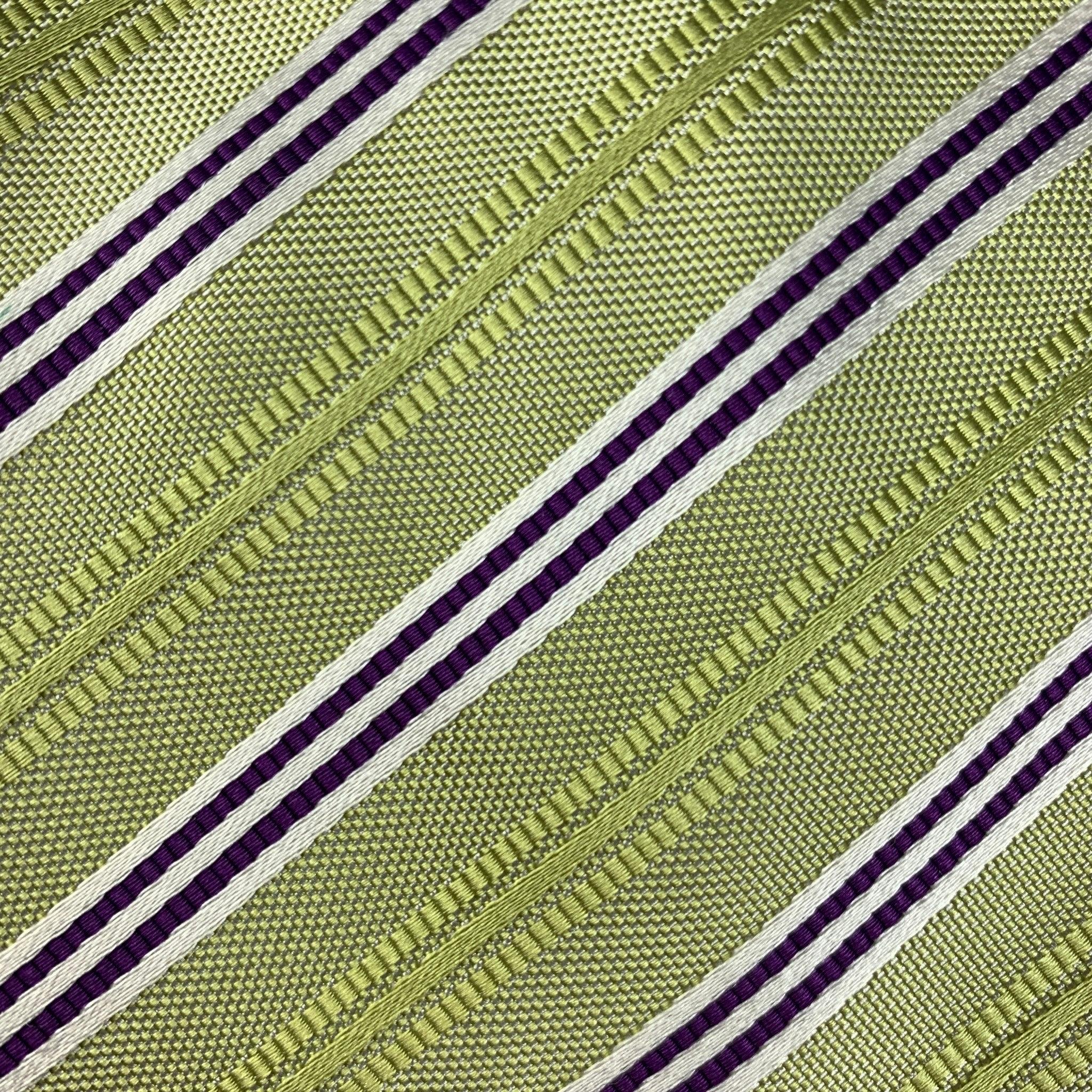 KITON Green & Purple Diagonal Stripe Tie In Good Condition For Sale In San Francisco, CA