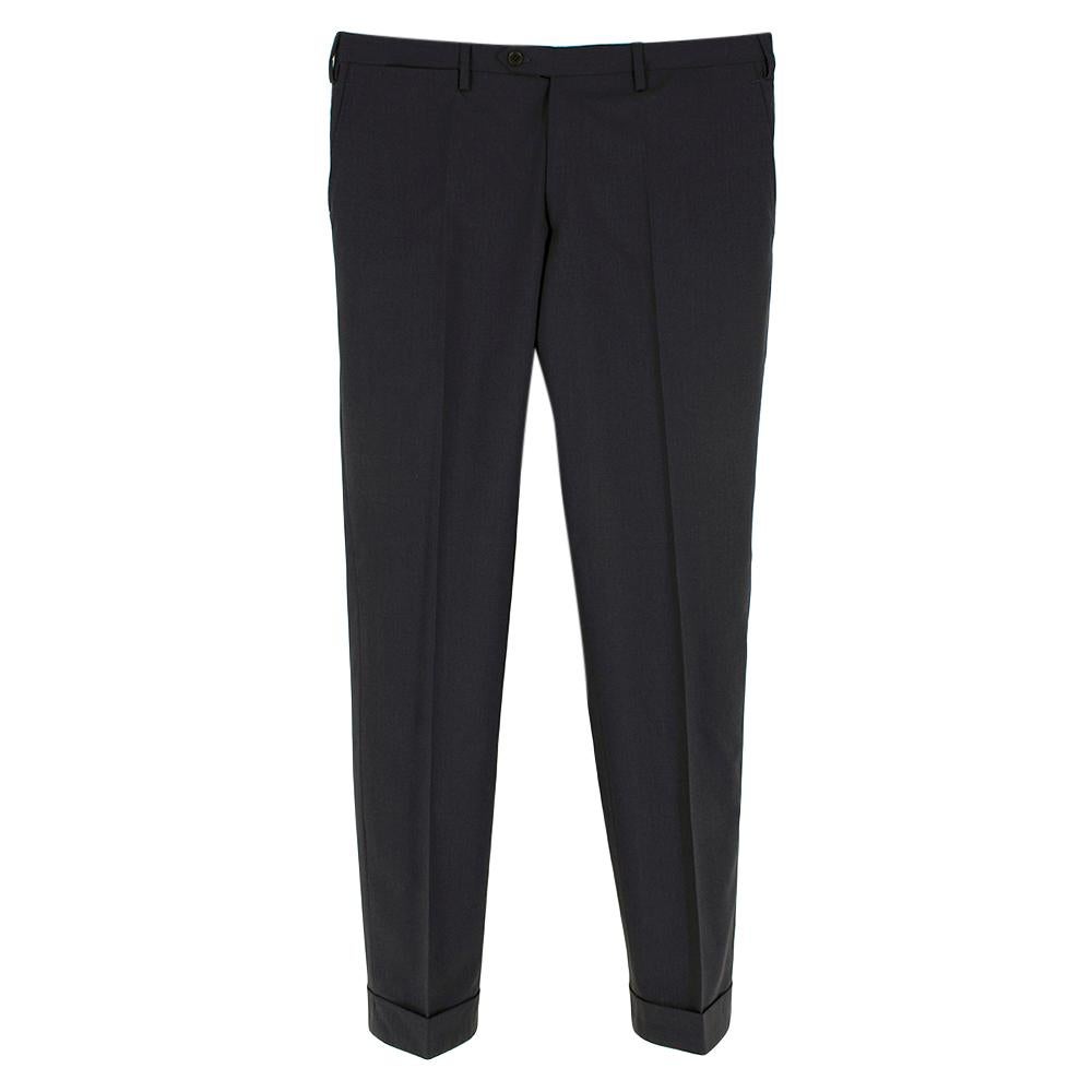 Black Kiton Grey Wool Tailored Trousers  52 For Sale