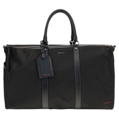 Kiton Leather-Trim Nylon Travel Duffle Bag — Black