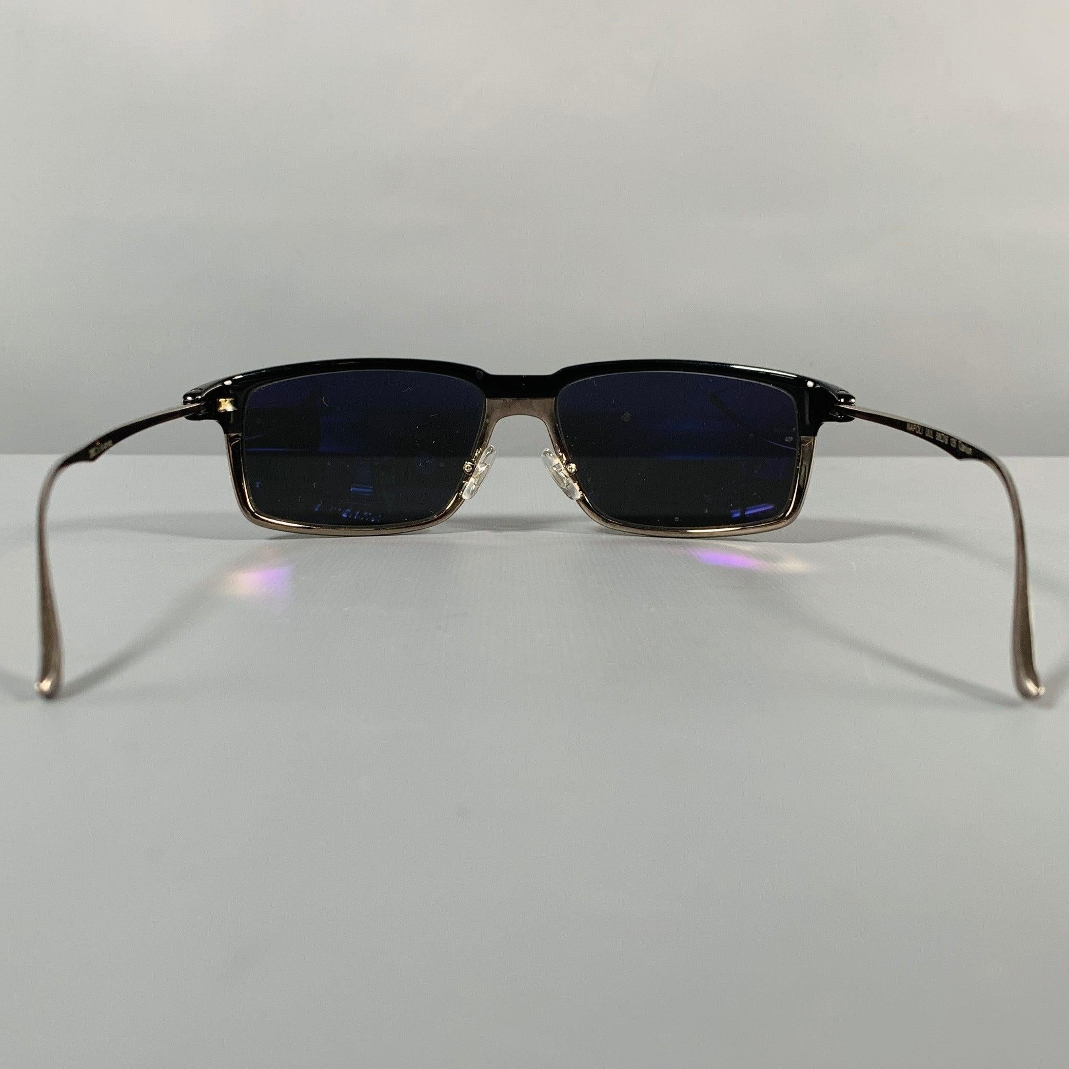 Noir KITON -Napoli-  Lunettes de soleil en titane A Silver Silver en vente