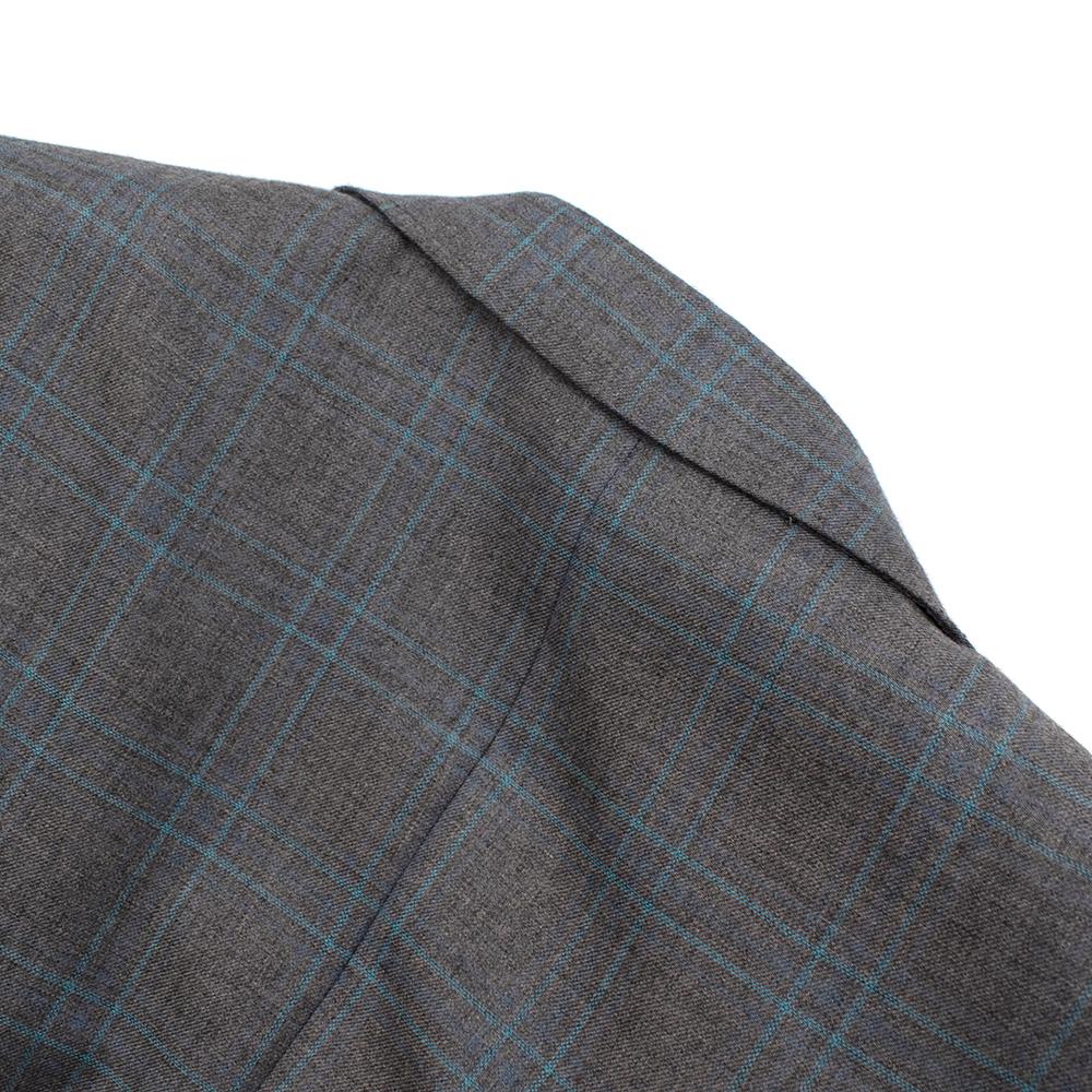 Kiton Napoli Grey & Blue Checked Cashmere & Silk Jacket - Size XXL - 54 For Sale 5