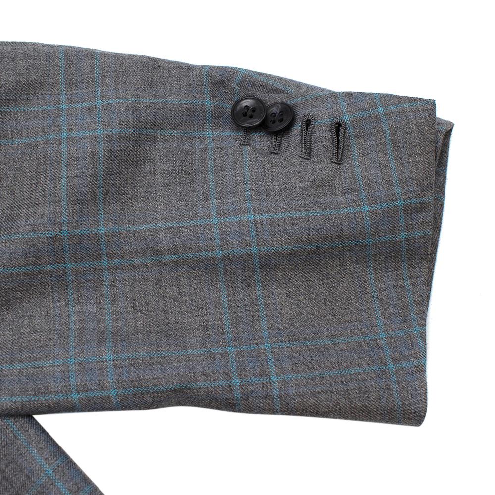 Kiton Napoli Grey & Blue Checked Cashmere & Silk Jacket - Size XXL - 54 For Sale 1