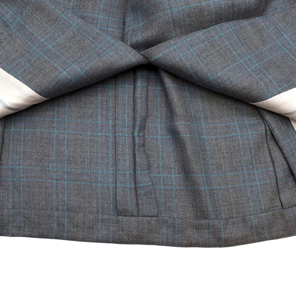 Kiton Napoli Grey & Blue Checked Cashmere & Silk Jacket - Size XXL - 54 For Sale 2