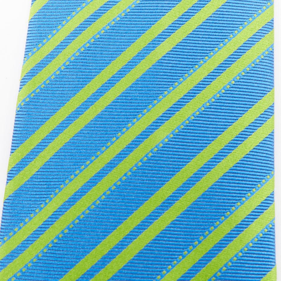 Blu KITON NAPOLI Set di 4 cravatte da abito in 100% seta verde nero bianco a righe diagonali in vendita