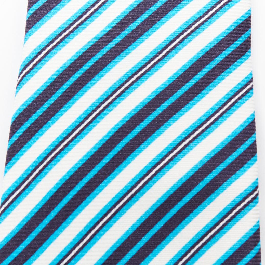 KITON NAPOLI Set di 4 cravatte da abito in 100% seta verde nero bianco a righe diagonali in vendita 1