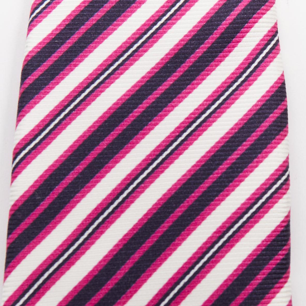 KITON NAPOLI Set de 4 corbatas de vestir 100% seda rayas diagonales verde rosa púrpura en venta 1