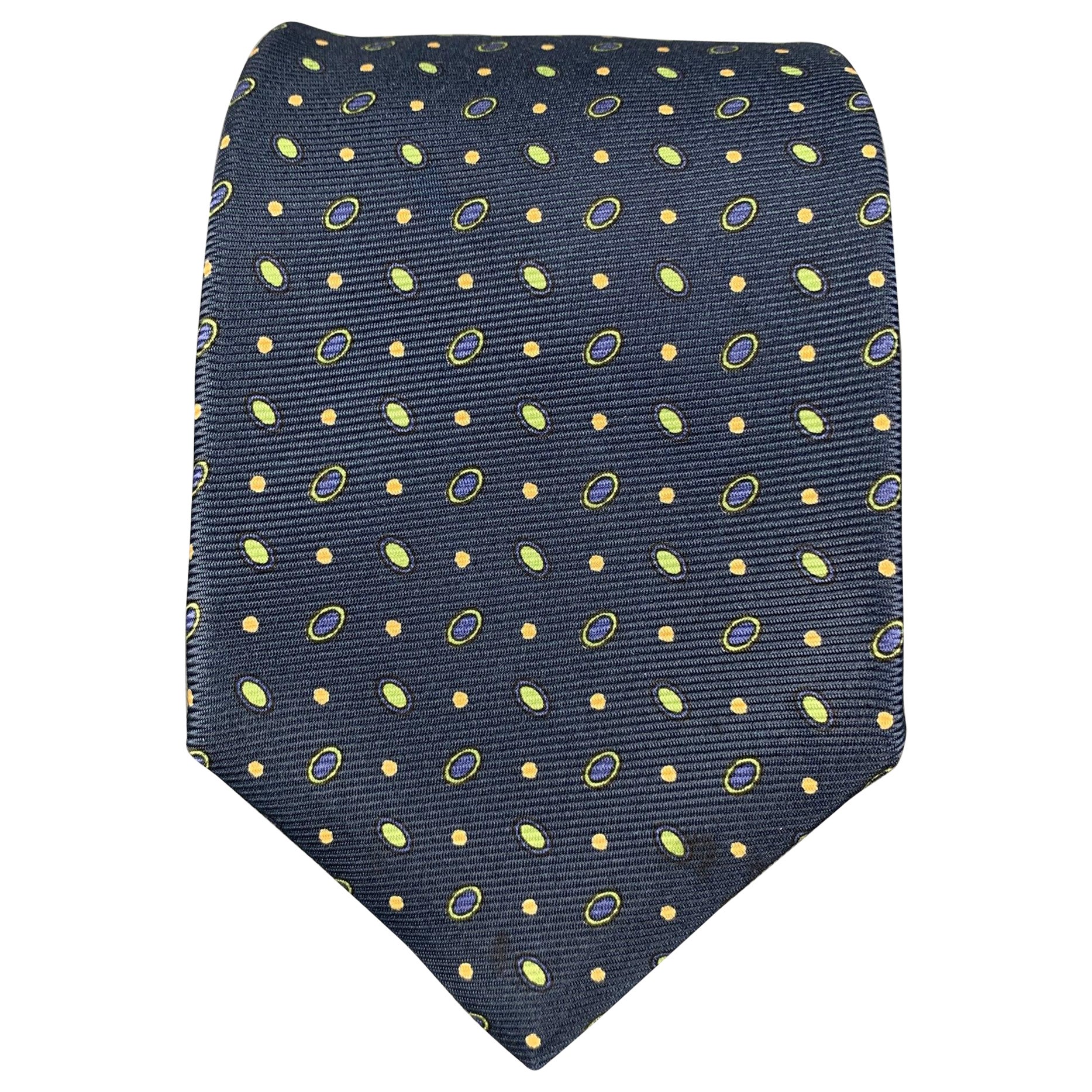 Corbata de seda de lunares verde marino KITON