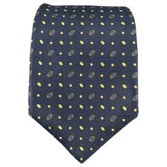 KITON Navy Green Dots Silk Tie