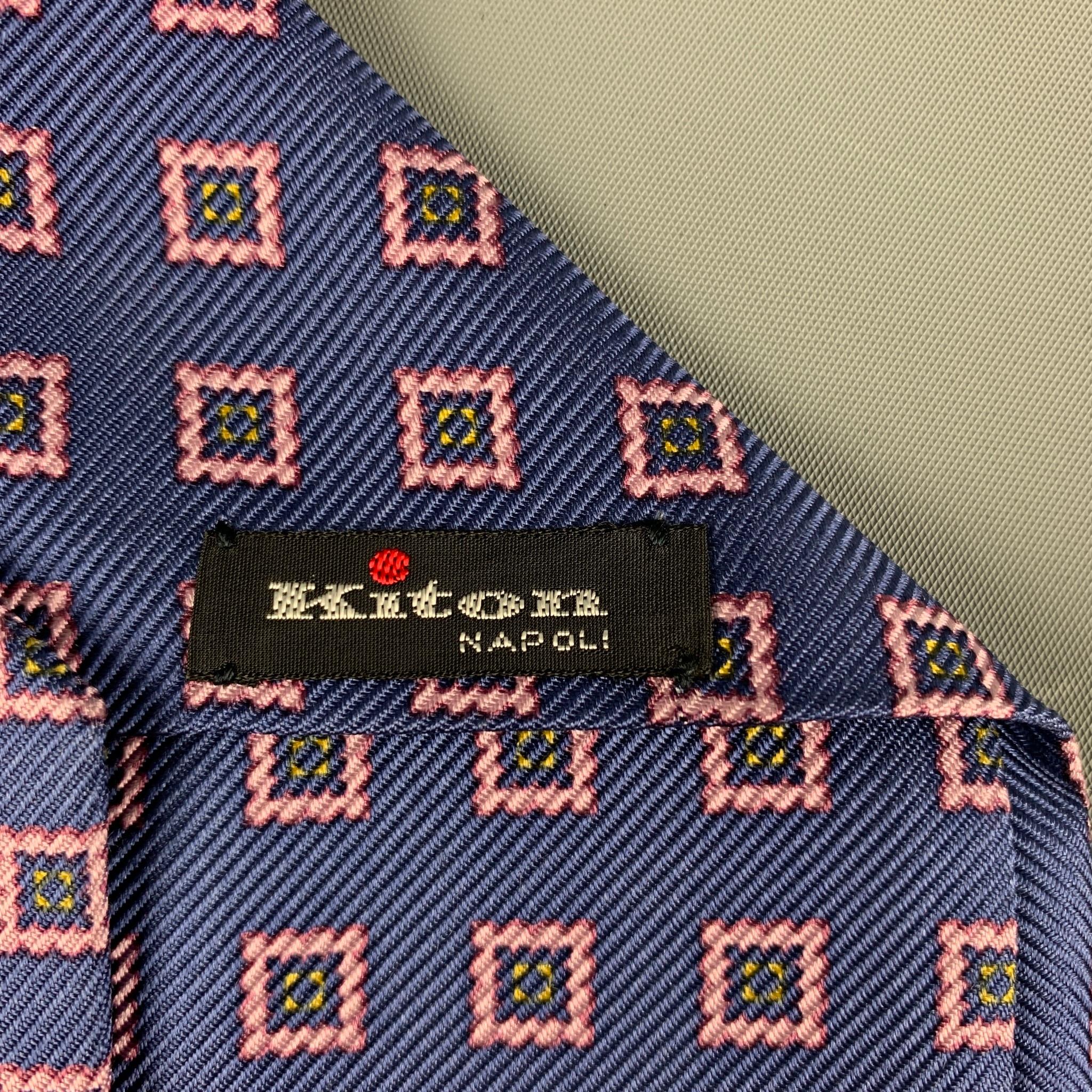 Men's KITON Navy Pink Rhombus Silk Tie