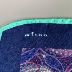 KITON Navy Purple Paisley Pocket Square