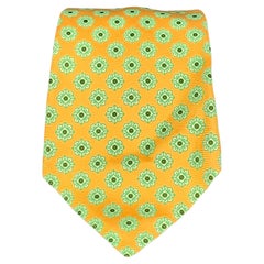 KITON Sea Foam Yellow Abstract Floral Silk Neck Tie