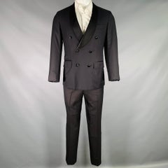 KITON Size 36 Black Wool Shawl Collar Three Piece Tuxedo