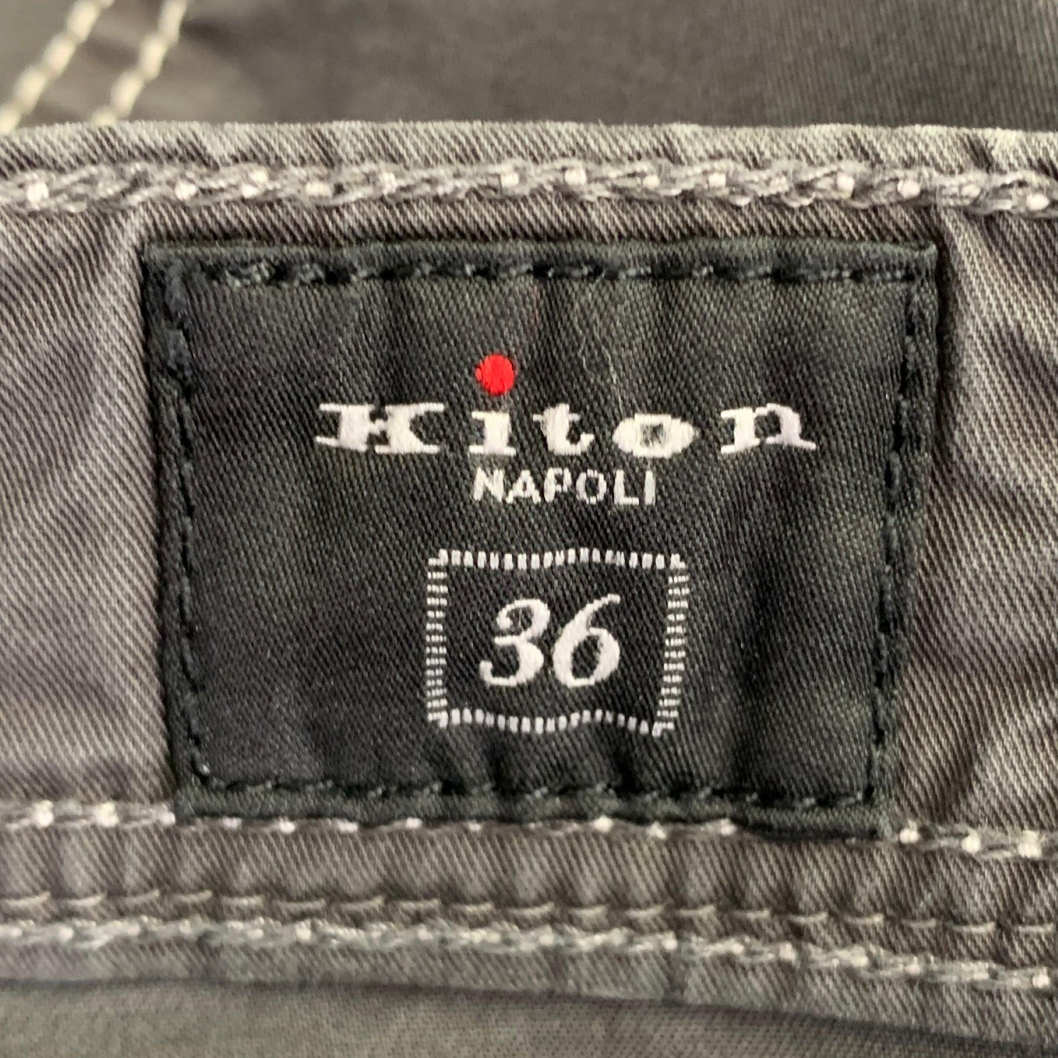Men's KITON Size 36 Green Contrast Stitch Cotton Blend Jean Cut Casual Pants For Sale