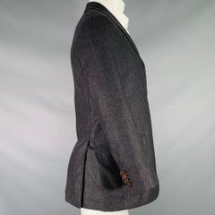 KITON Size 36 Heather Charcoal Grey Cashmere Notch Lapel Sport Coat