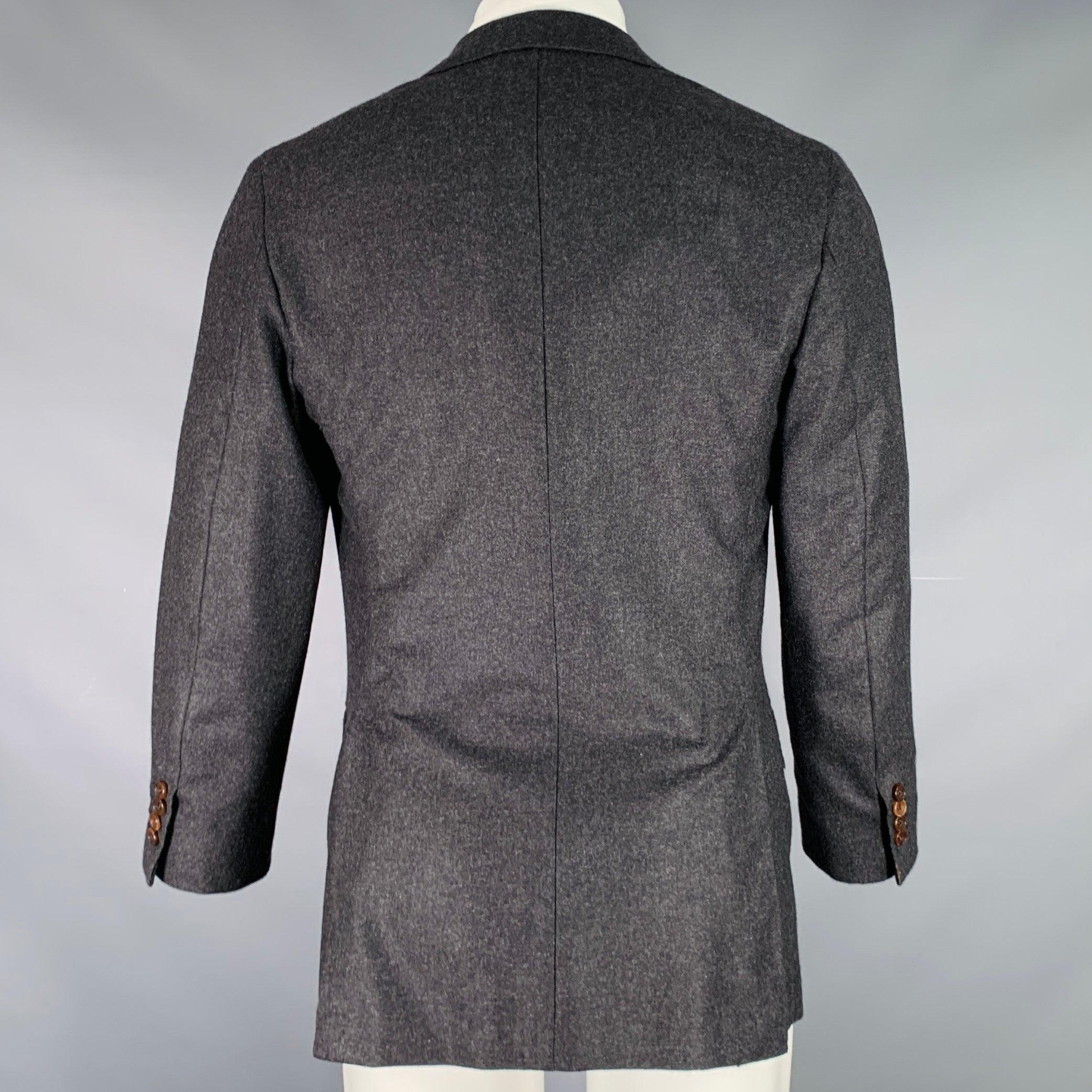 Nero KITON Taglia 36 Grigio antracite in cashmere con risvolto a tacche, cappotto sportivo in vendita