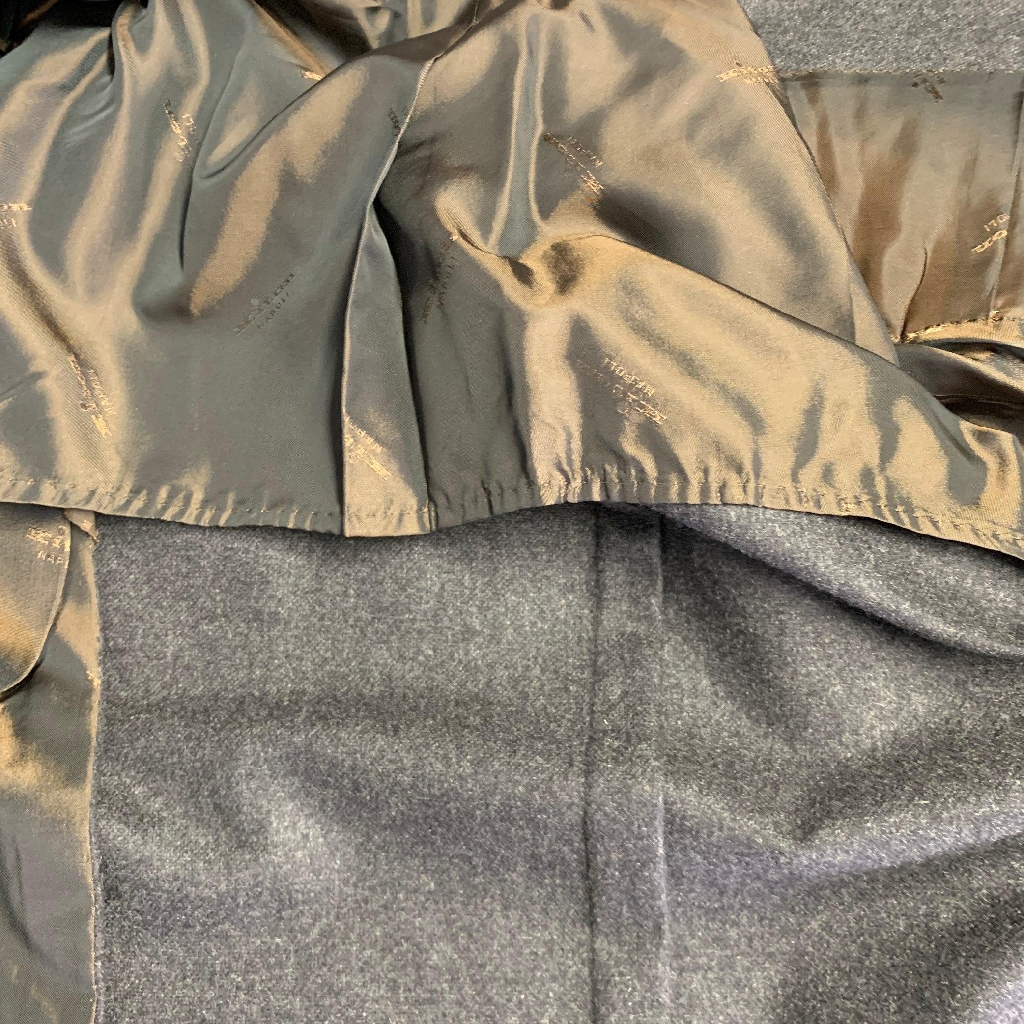 Uomo KITON Taglia 36 Grigio antracite in cashmere con risvolto a tacche, cappotto sportivo in vendita