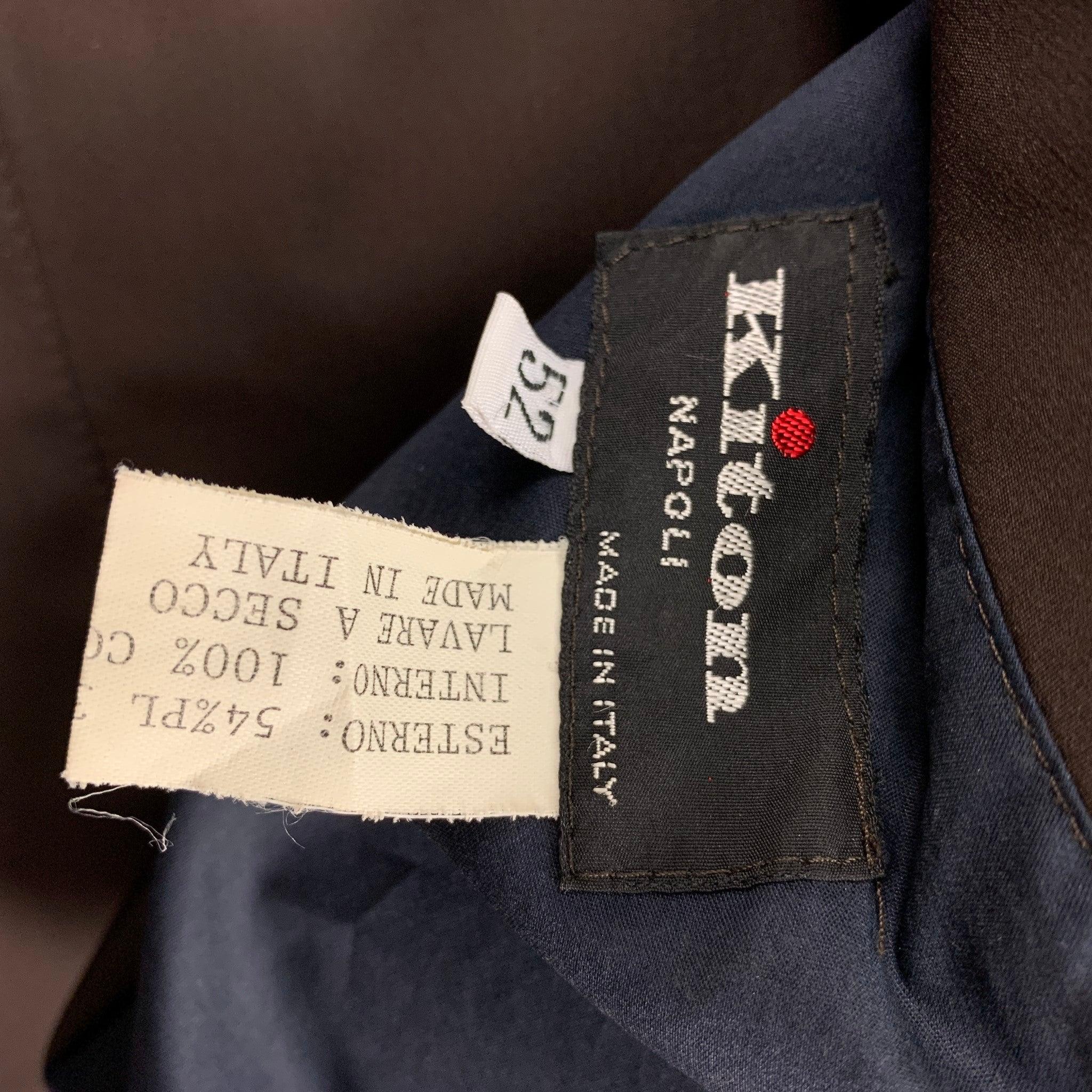 KITON Size 42 Brown Navy Reversible Cotton Blend Raglan Coat 2