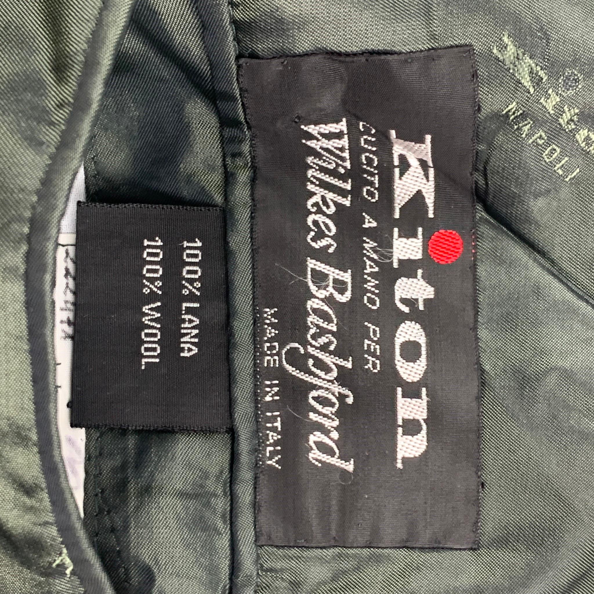 Men's KITON Size 44 Green Herringbone Wool Notch Lapel Sport Coat