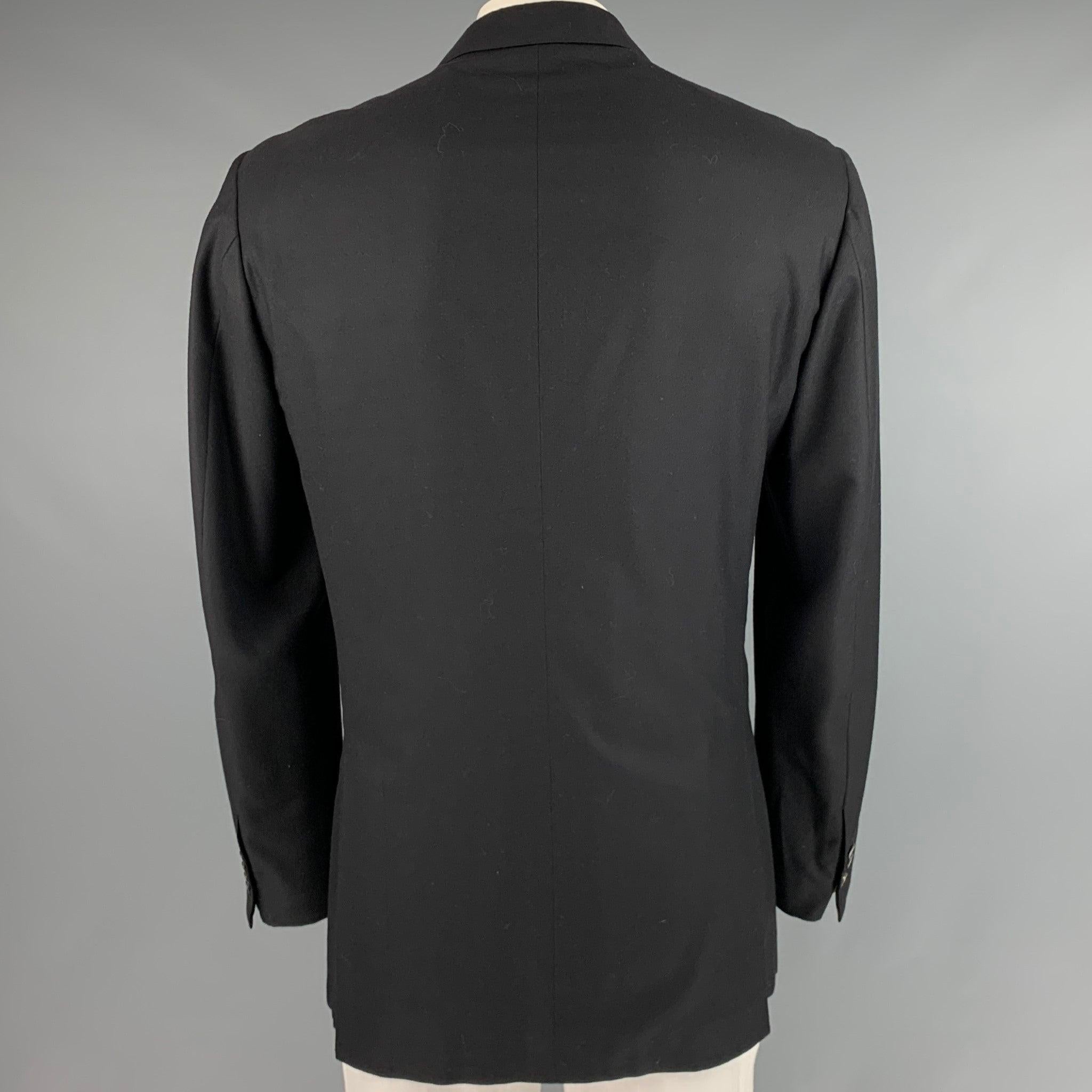 KITON Size 46 Black Wool Notch Lapel Sport Coat In Excellent Condition For Sale In San Francisco, CA
