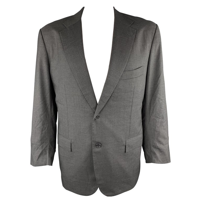 KITON Size 50 Charcoal Wool Notch Lapel Chest Regular Sport Coat Jacket ...